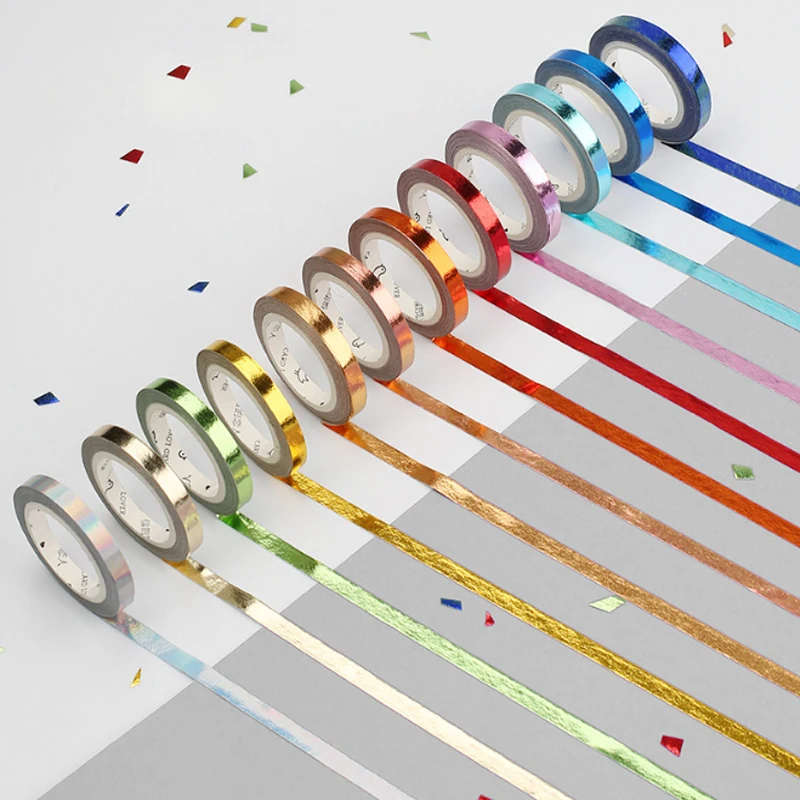 

5mm*5M Color gold series washi tape DIY decoration paper tape scrapbooking planner masking office adhesive tape stationery