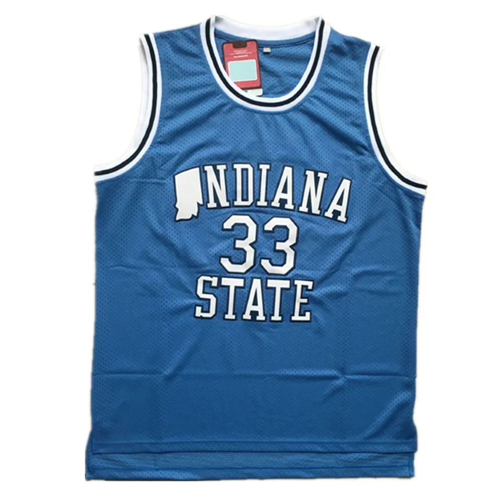 Quality Men`s Indiana State Sycamores Larry Bird 33 Blue Basketball