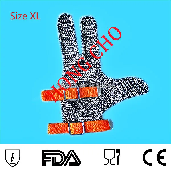 Three digits protection! stainless steel mesh safety gloves chain mail