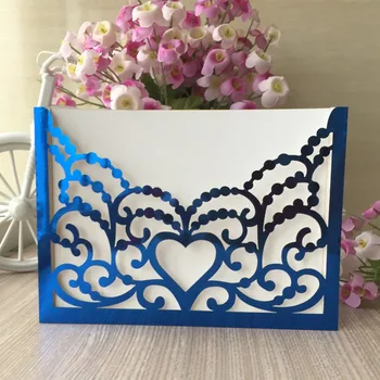 

50pcs/lot Laser cut paper metallic gold heart shape wedding invitation card wedding greeting cards wholesale wedding invitations