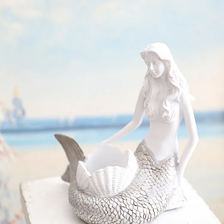 

Vintage Mermaid Candlestick Plaster Sense Shell, Pearl Decoration Decoration Living Room Bedroom Wedding Decoration Gift