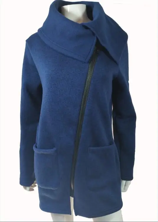 OHRYIYIE размера плюс 5XL серый женский кардиган весна осень свитер на молнии Женский трикотажный кардиган с длинным рукавом и карманами - Цвет: Синий