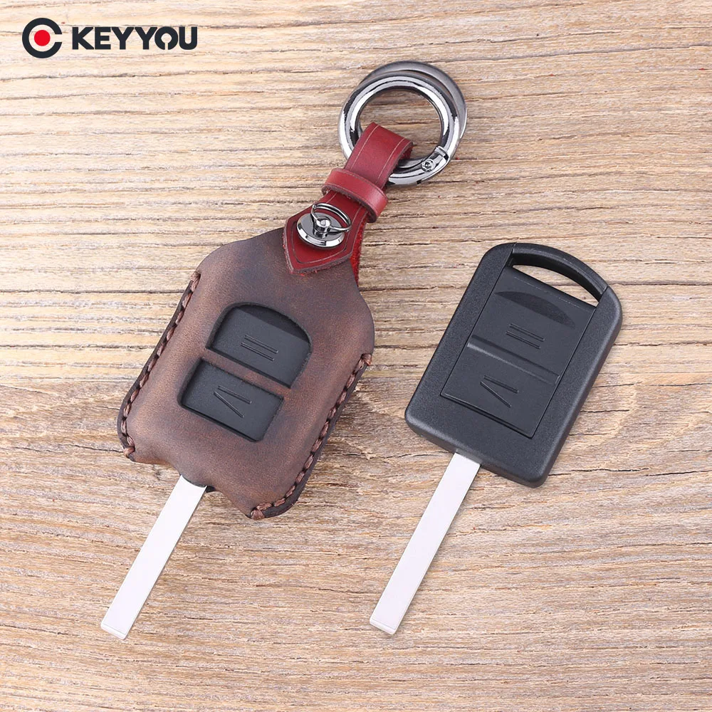 Кожаный чехол KEYYOU для автомобильных ключей с 2 кнопками Vauxhall Opel Corsa Agila Meriva