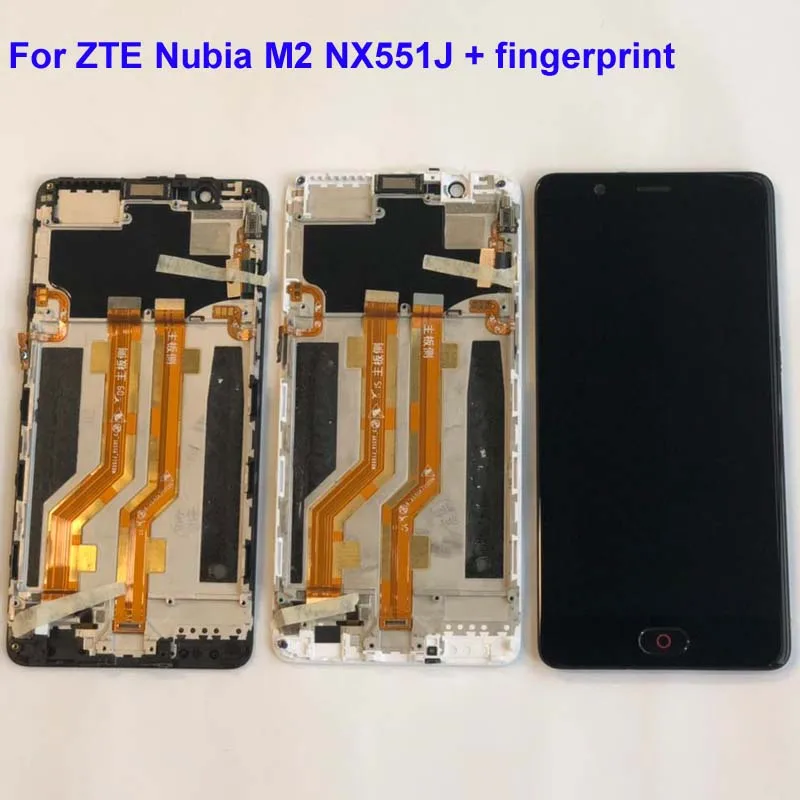 

Original For ZTE Nubia M2 NX551J fingerprinter Black White Amoled LCD Screen LCD Display Touch Screen Digitizer Assembly Frame