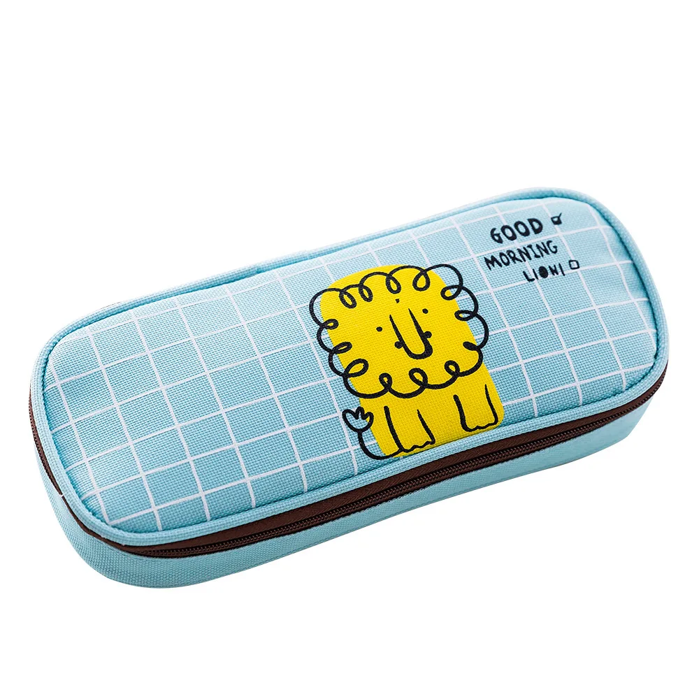 Korean Large Capacity Kawaii Cartoon Animals Pencil Case Gift School Pencil Box Pencilcase Pencil Bag School Supplies Stationery - Цвет: lion