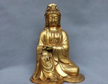 

Tibet Buddhism joss Bronze Copper sit Kwan-Yin Bodhisattva Buddha Statue a 0518