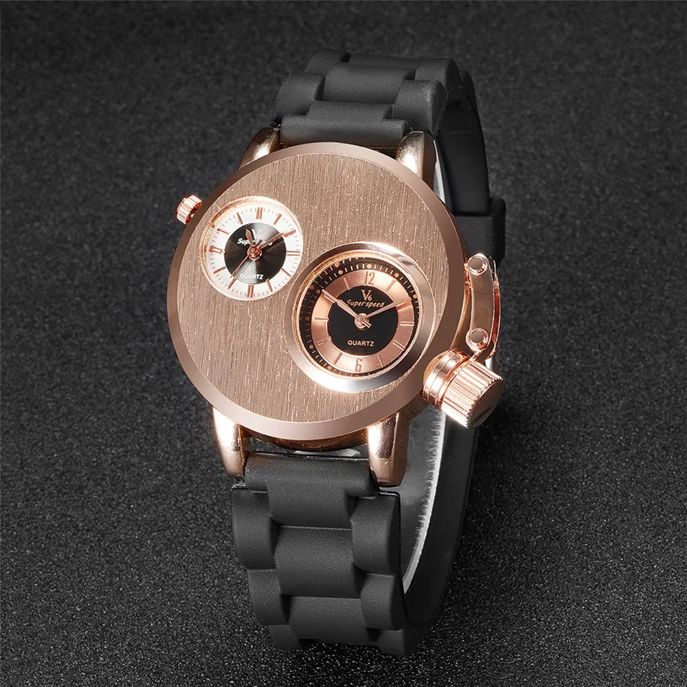

2017 V6 New Style Watches Luxury Top Brand Big Dial GMT Double Time Quartz Watch Male Business Wristwatch Masculino Relojes