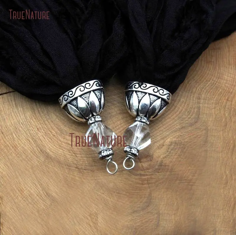 20171116-PT7909- Black Sari Silk Tassel Antique Silver-6.8inch-13.5g_1