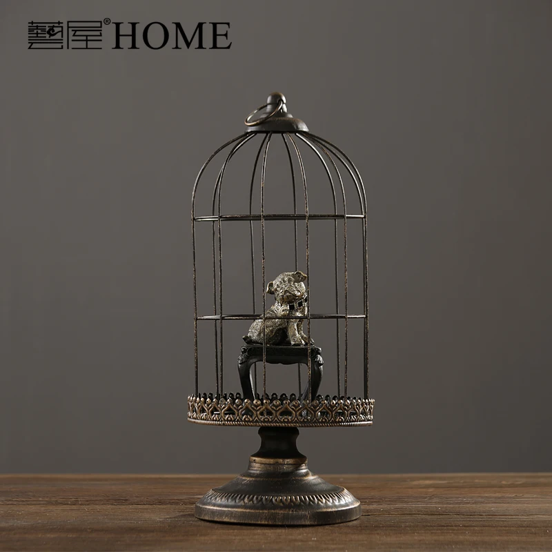 

American rustic retro handmade crafts iron art birds cages creative home furnishing decor bars Coffee shop window display props