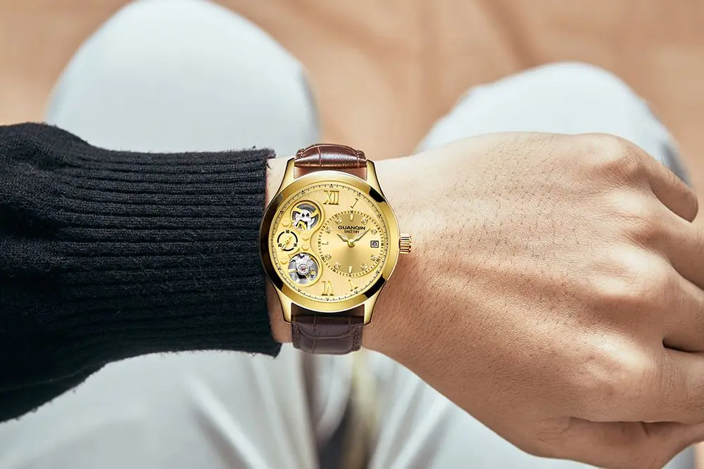 Relógio Automático Tourbillon Pequeno segundo dial Luminous