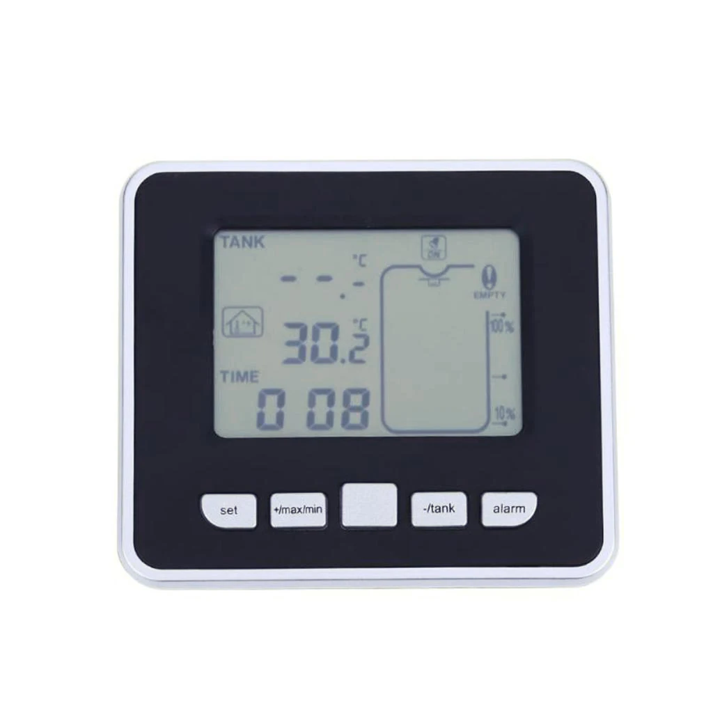 

Ultrasonic Water Tank Level Meter with Temp. Sensor Low battery indicator12/24hr