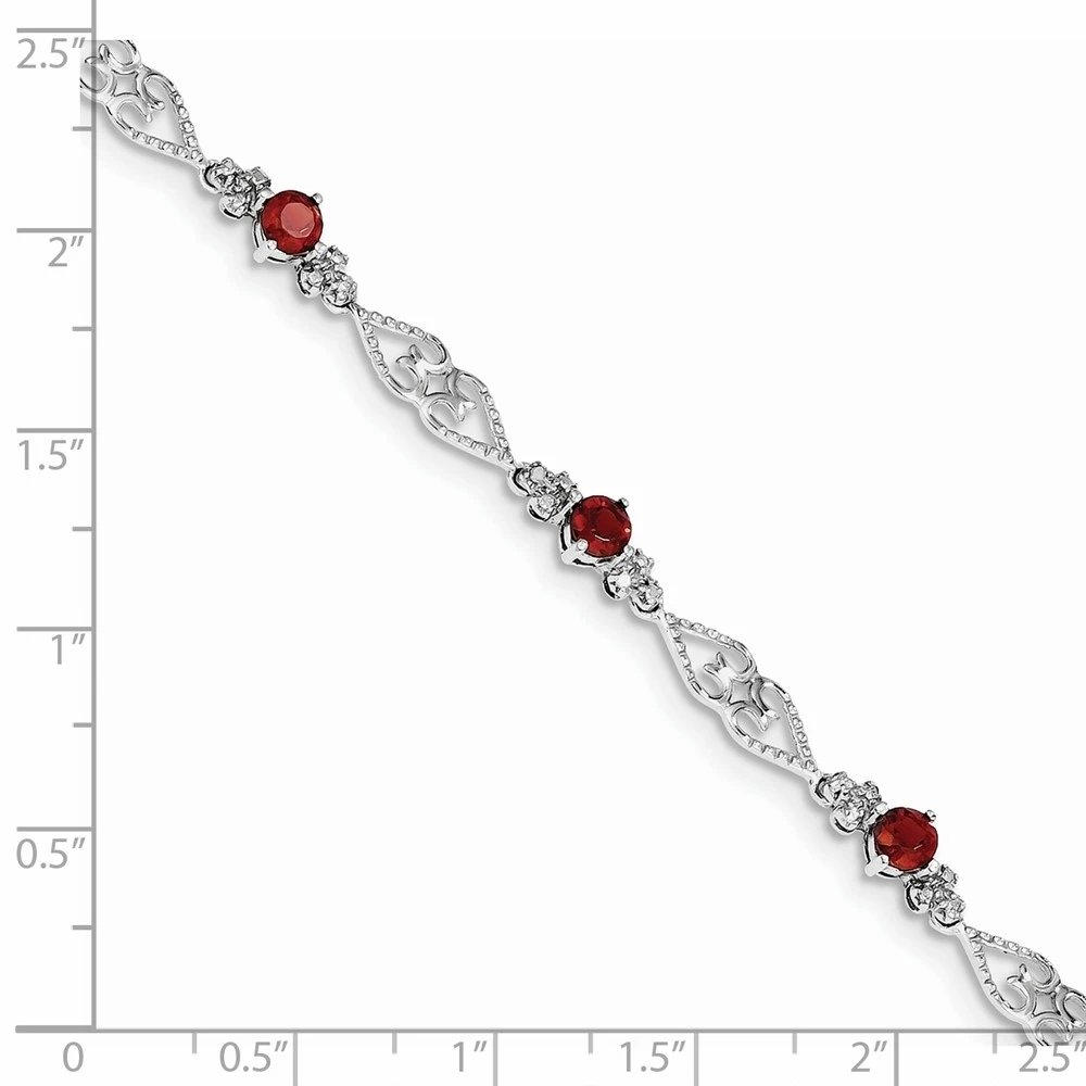 Silver Garnet Gemstone Diamond Bracelet (1)