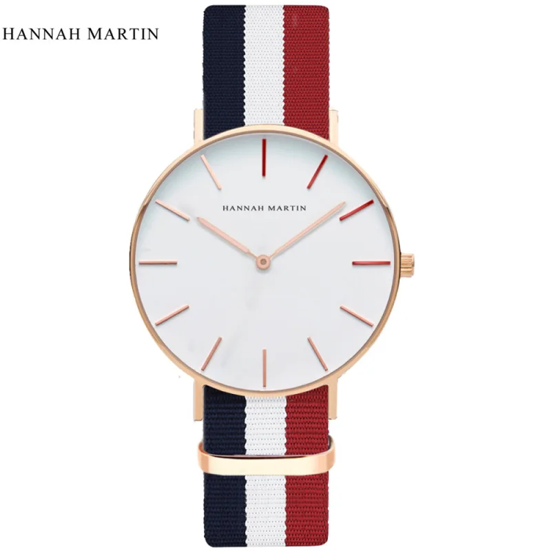 HANNAH MARTIN Casual Watch Women Female Nylon Clock Mens Top Brand Sport Watches Montre Femme Hodinky