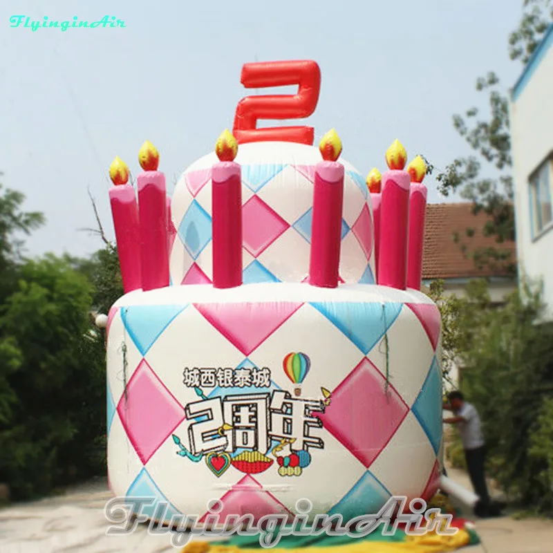 Giant Anniversary/Birthday 6m Artificial Inflatable Cake with Candlesin Party DIY Decorations