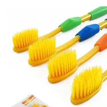 Розничный пакет желтого цвета(4 шт) Горячая Экологически чистая нано бамбуковая угольная здоровая двойная зубная щетка для взрослых, продукт для ухода за зубами