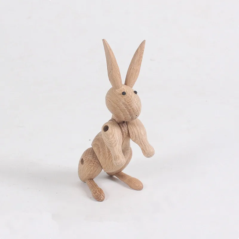 

Cute Flexible Joint Animals Rabbit Oak Wooden Figurines Puppet Nordic Style Kids Room Home Decor Arts & Crafts Toys Photo Props