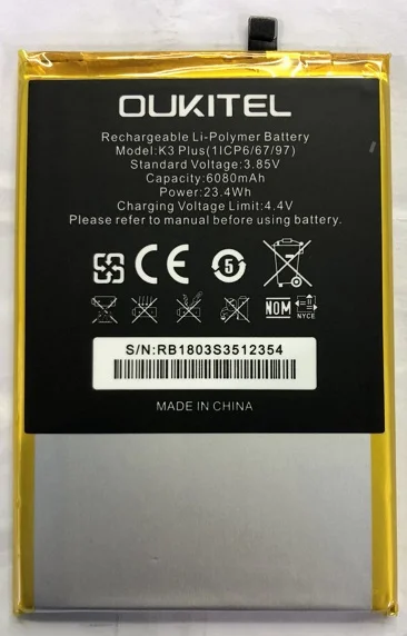 Mobile phone battery OUKITEL K3 PLUS battery 6080mAh Long standby time High capacit OUKITEL Mobile Accessories