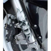 2XFront tenedor cráneo calcomanías se adapta para Harley Davidson Sportster Softail Dyna Electra Glide Honda Suzuki Yamaha Victoria