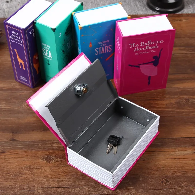 Multiple simulation books mini safe hidden security lock cash coin storage jewelry key cabinet children's gift money box