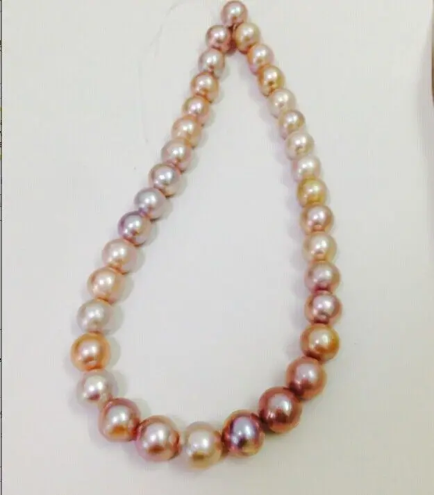 

HOT## Wholesale FREE SHIPPING >>> natural 9-10mm Australian south sea pink purple pearl necklace 18inch