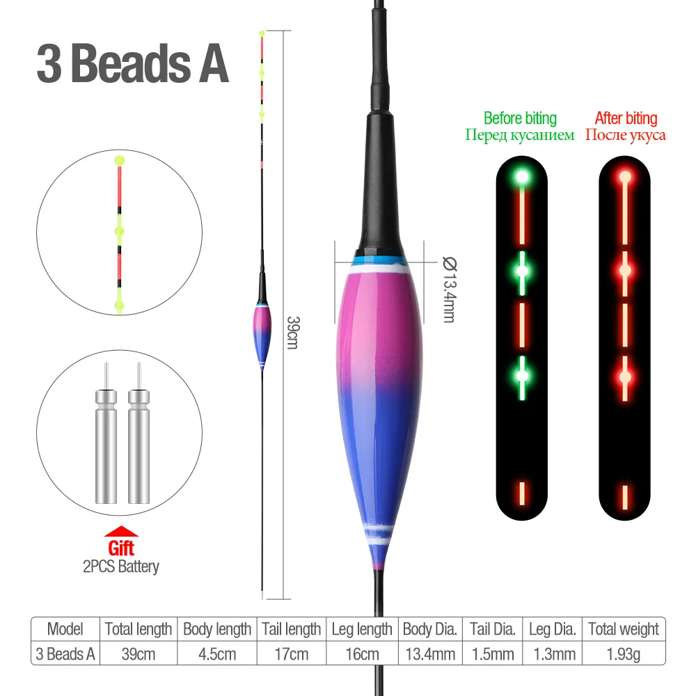 DONQL умная Светодиодная лампа для рыбалки Поплавковый датчик гравитации кусается автоматически напоминает светящийся поплавок Электрический поплавок с батареями - Цвет: 3 Beads A