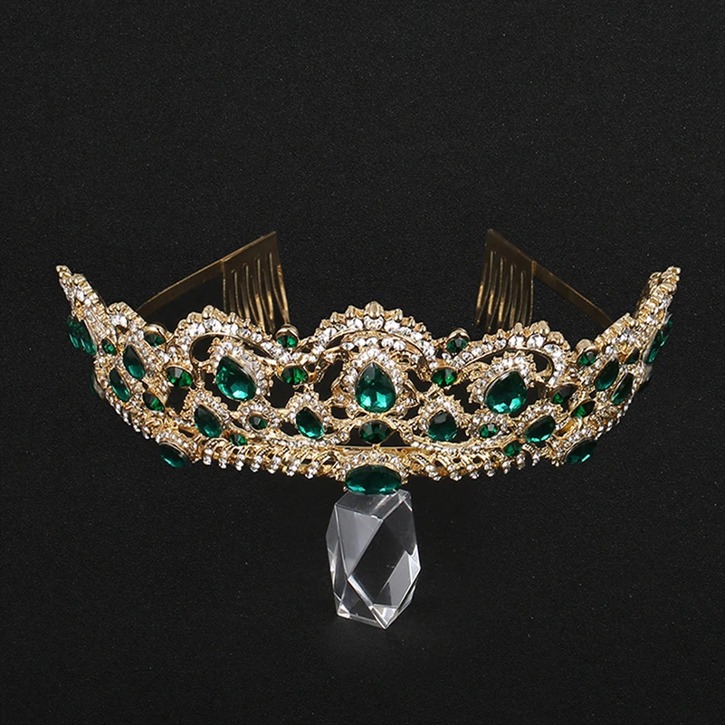 Hair Accessory Hair Headdress Bridal Headwear Hair Band Crown Hair Comb Jewelry Accessories European Drop Crystal Tiaras Vintage Gold Color Rhinestone Pageant Crowns Comb Baroque
