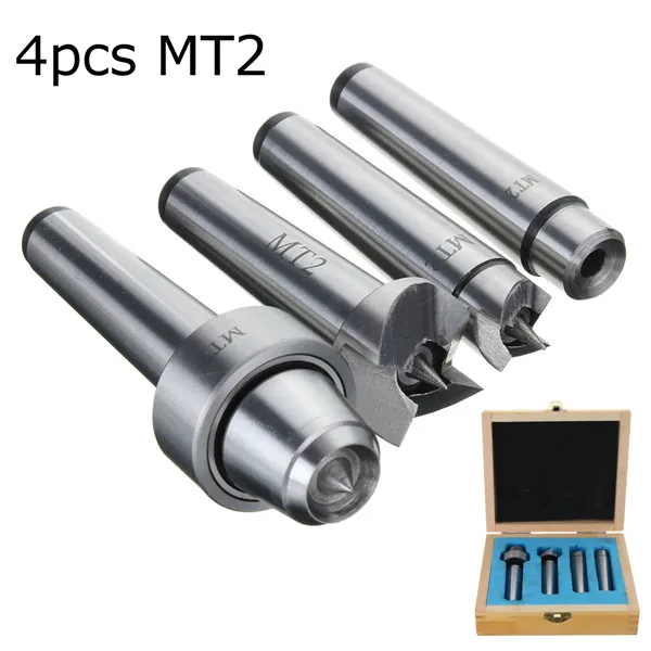 

MT2 4pcs/Set Live Center Drive Spur Driver Dead Center with Wooden Case for Metalworking Wood Lathe