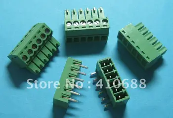 

50 Pcs Pitch 3.5mm Angle 6way/pin Screw Terminal Block Connector Green Color T Pluggable Type