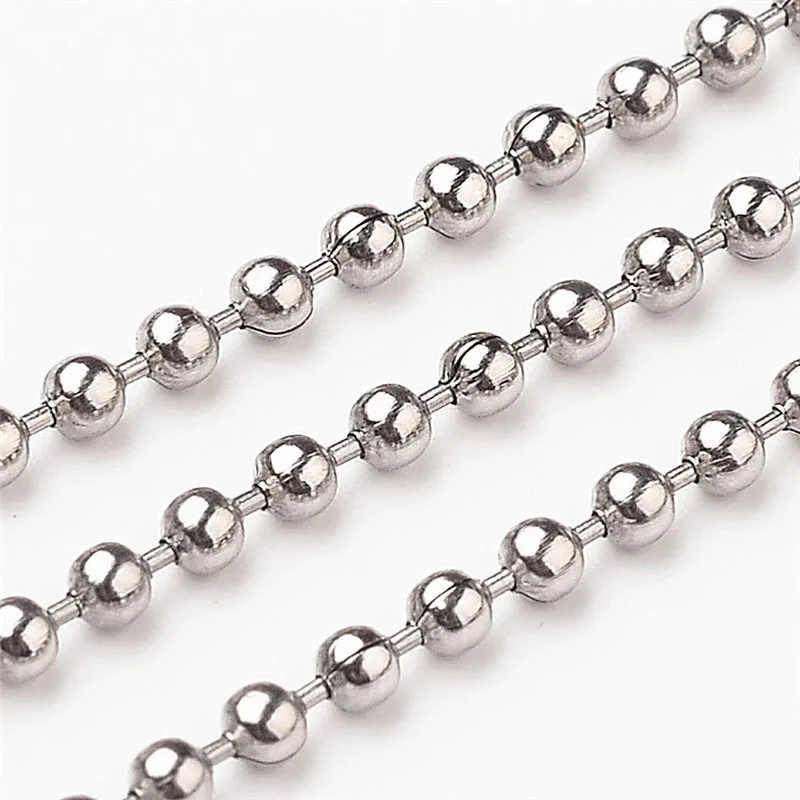 50m 304 Stainless Steel Metal Ball Bead Chains 2mm Round Ball Bead