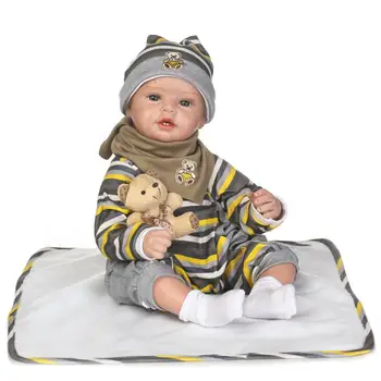 

Boneca reborn boy doll 22inch 55cm soft silicone reborn baby dolls toys for children gift bebes reborn menino