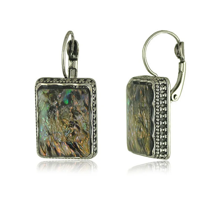 

LE SKY New Fashion Vintage Jewelry Square Natural precious stone Earrings for Women Jewelry
