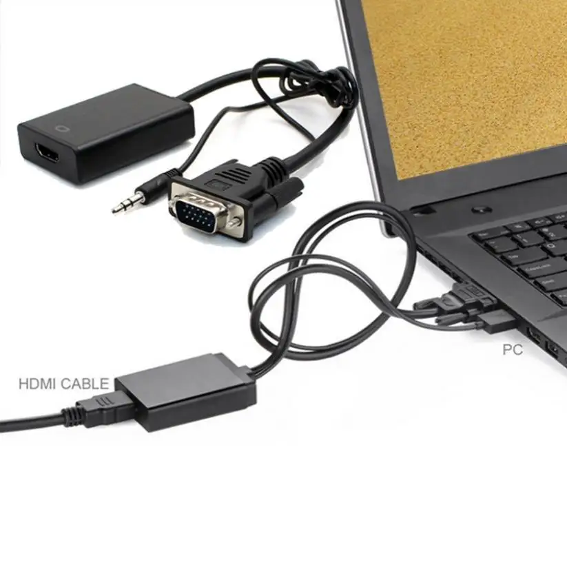 Улучшенный выход VGA к HDMI 1080P HD + Аудио ТВ AV HDTV видео кабель конвертер адаптер Au19|vga