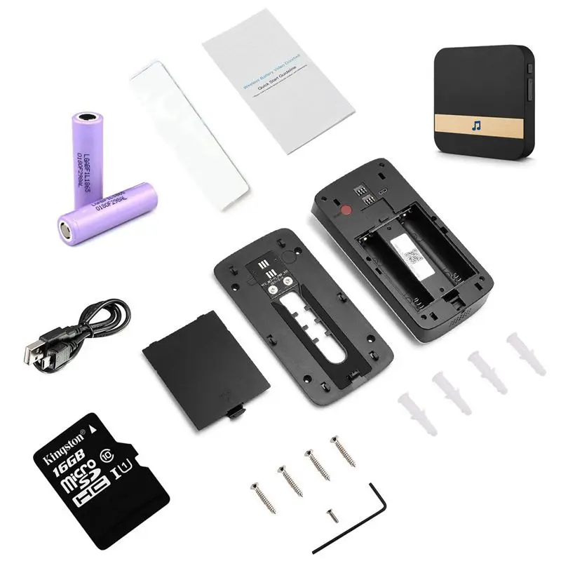 WiFi Video doorbell 720P Smart Home Security Camera 2-Way Audio, Night Vision, Wide-Angle Lens, Battery Power Long Standby(US
