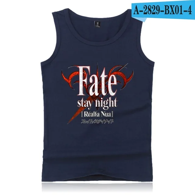 navy blue Fate Stay Ночная майка с принтом для мужчин аниме Бодибилдинг без рукавов рубашка Фитнес майка Топы Плюс Размер Летний жилет Повседневная одежда - Цвет: navy blue