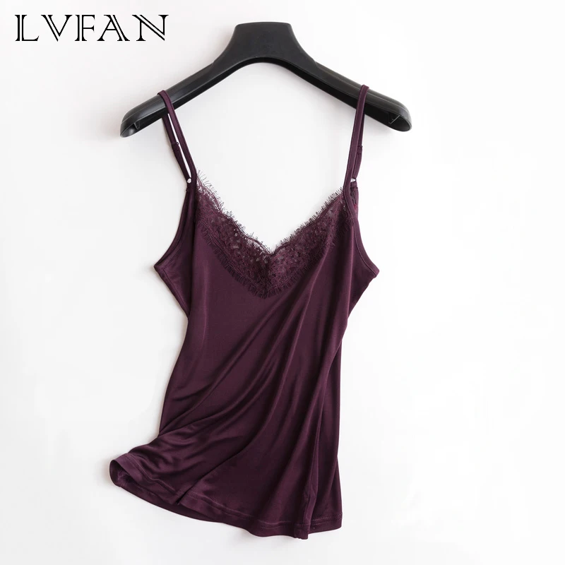PLUS Size Summer Nature Silk Lace Sleep Tops Women Camisoles Elastic Loose Elegant Sexy Pajamas V-neck Cool BottomingLVFANTG-068 PLUS Size Summer Nature Silk Lace Sleep Tops Women Camisoles Elastic Loose Elegant Sexy Pajamas V-neck Cool BottomingLVFANTG-068