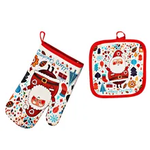Новое поступление, милый стиль, 2 шт., Рождественская печь, микроволновая печь, анти-горячие перчатки, изоляционный коврик, набор, принадлежности для выпечки, кухонные товары