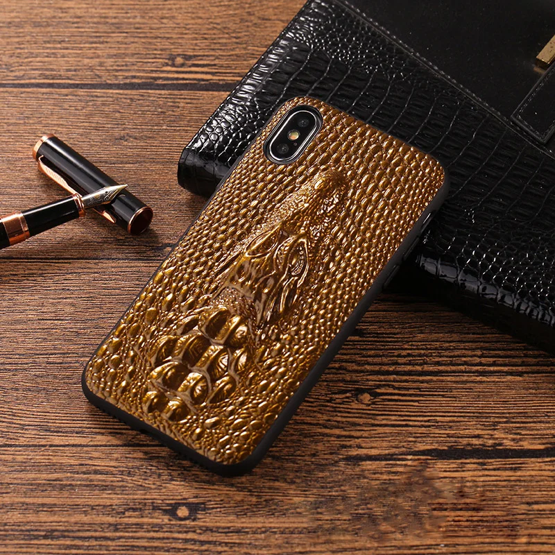 Чехол из искусственной кожи с узором «крокодиловая кожа» для iPhone Xs Max Xr X Capa для iPhone 6 6s 7 8 Plus, задняя крышка с головой крокодила