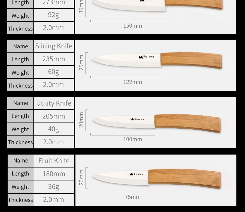 XYj керамические поварские ножи оксид циркония, керамический нож для нарезки фруктов, кухонные ножи, наборы столовых приборов с бамбуковой ручкой