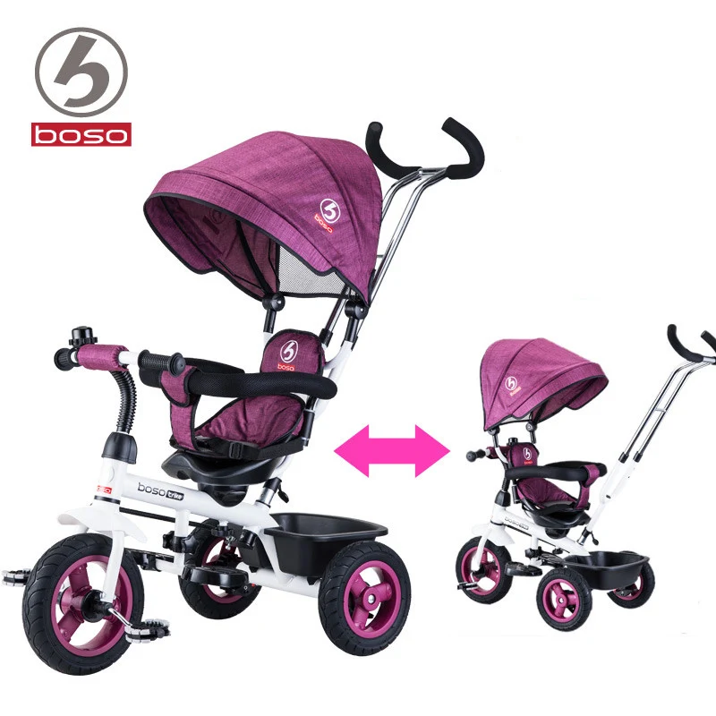  BOSO baby bicycle rubber wheel air inflatable wheel steel frame light children tricycle with rotati