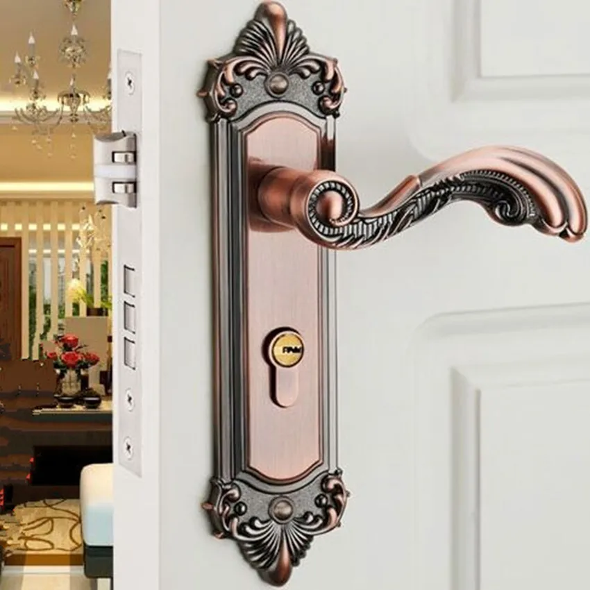 antique copper Современная мода Золотой номер черный интерьерный дверной замок ретро спальня, ванная комната, кабинет твердой древесины дверной замок слоновой кости белый дверной замок - Цвет: antique copper