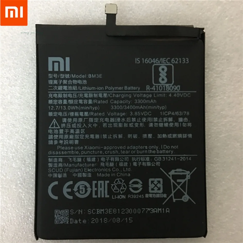 Аккумулятор для телефона Xiao mi BM3E для Xiaomi mi 8 mi 8 M8 настоящий аккумулятор 3400 мАч Высококачественный сменный аккумулятор+ Бесплатные инструменты+ наклейки