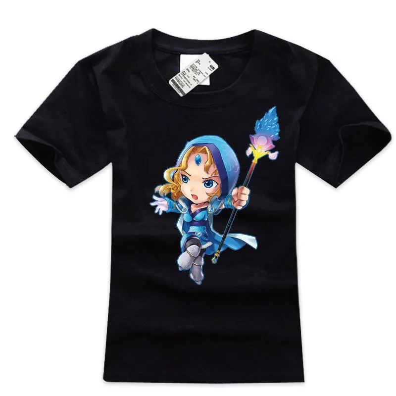  DOTA 2 Crystal Maiden t shirt black short sleeve 100% cotton DOTA hero Game t-shirts for youth