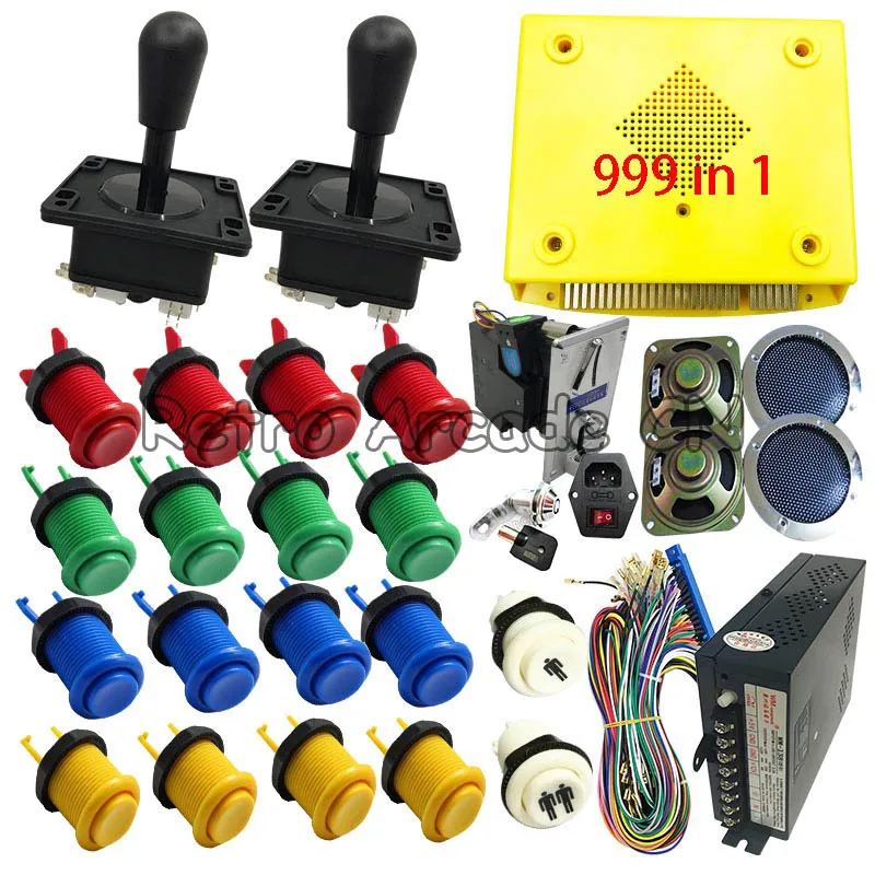 happ joystick Аркадная игра 999 в 1 DIY комплект с печатной платой блок Питания Жгут проводов для жгут проводов для JAMMA джойстик HAPP Стиль Кнопка для MAME машины - Цвет: happ joystick