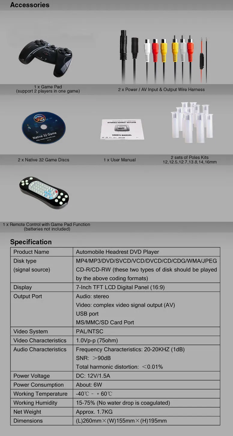 Discount 2x7" Car Headrest DVD Player Digital LCD Screen Games Headrest Monitor DVD USB IR/ FM Zip Cover +2pcs IR Headphone Black 9 Discount 2x7" Car Headrest DVD Player Digital LCD Screen Games Headrest Monitor DVD USB IR/ FM Zip Cover +2pcs IR Headphone Black 9