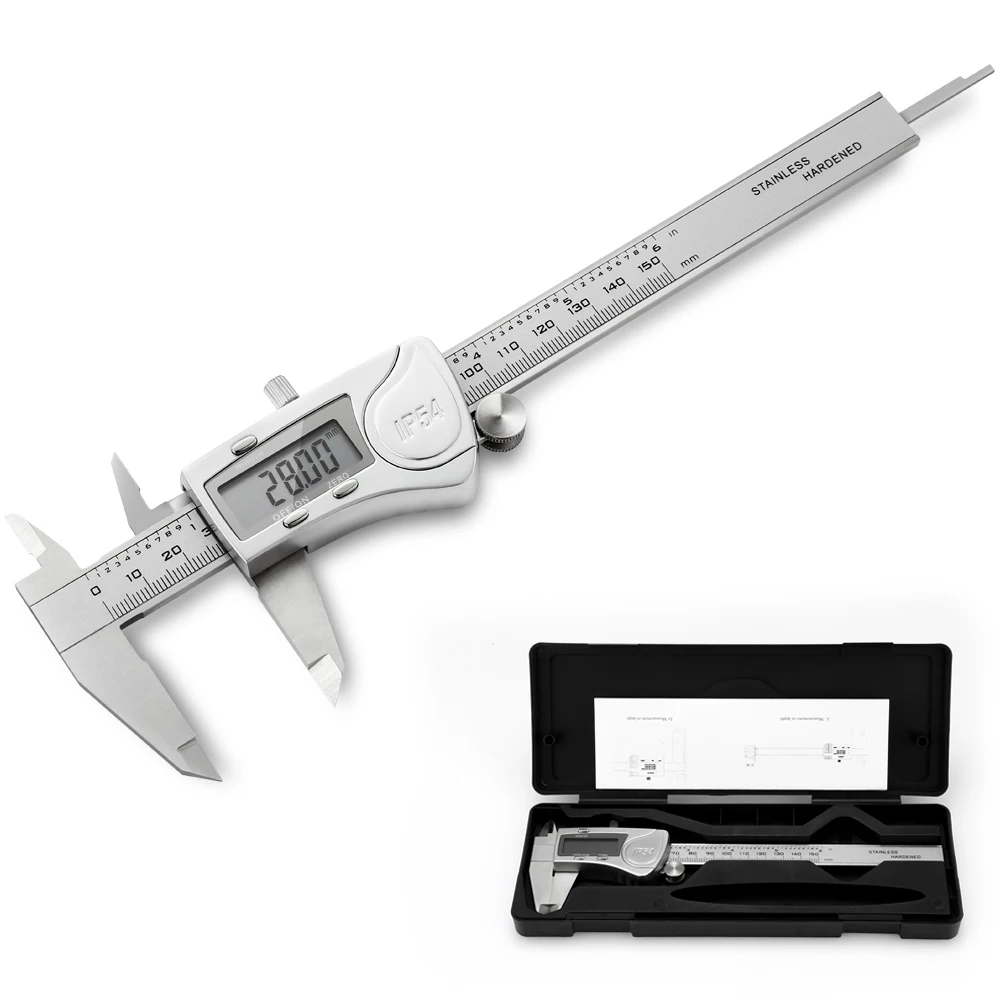 150mm 6 Inch LCD Stainless Steel Digital Vernier Caliper Waterproof