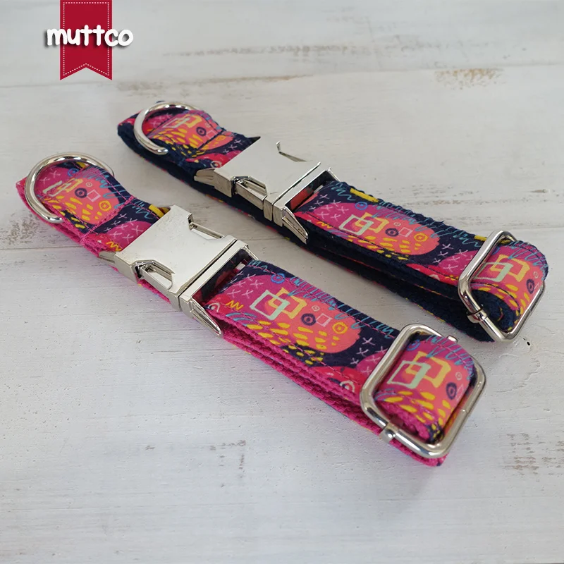 

MUTTCO retailing self-design dog collar THE PINK GRAFFITI handmade poly satin and nylon dog collar THE DEEP GRAFFITI 2 colours