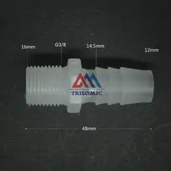 12mm-g3/8 прямой разъем Пластик трубы колючей разъем с резьбой Материал pp аквариум авиакомпания аквариум