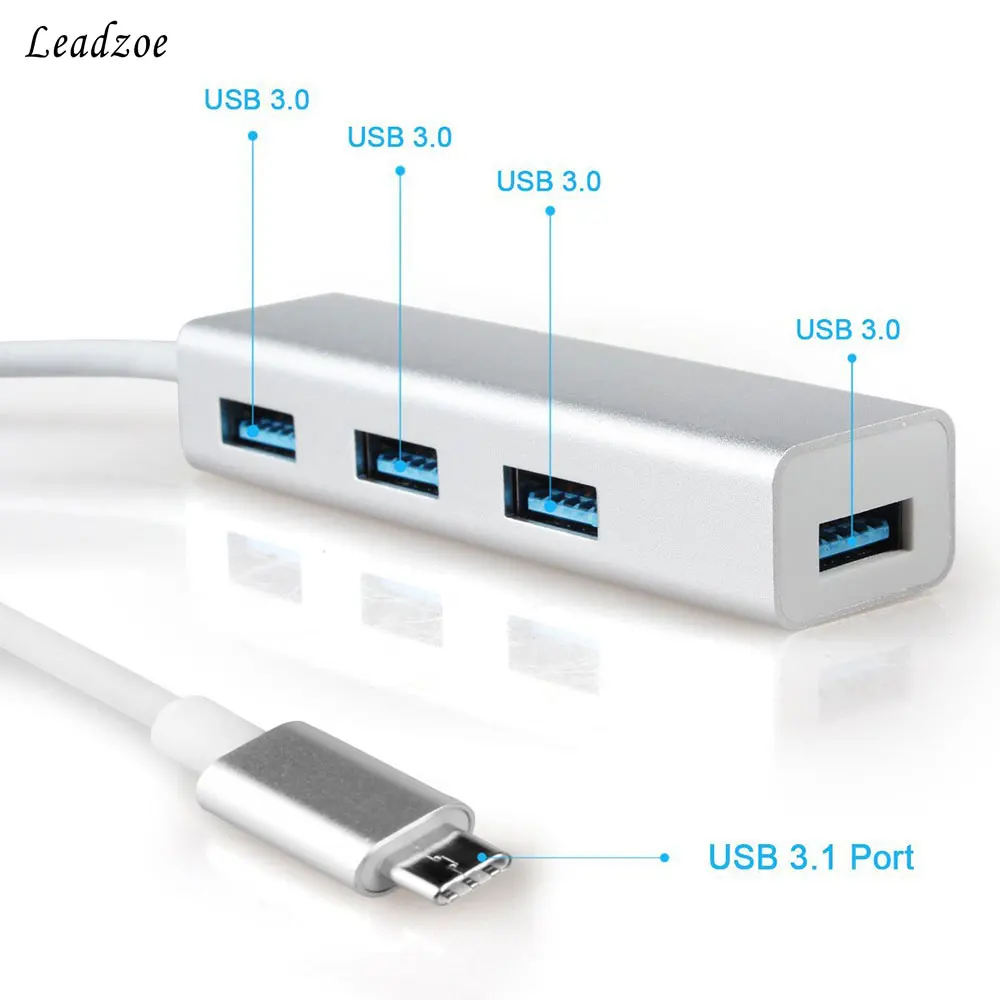 USB C Hub,Leadzoe Type C Splitter 4 Port USB 3.0 Hub Adapter for