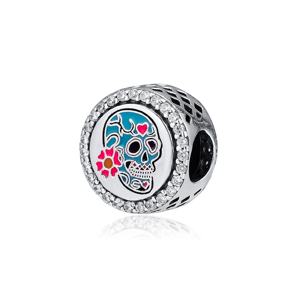 

DIY Fits for Pandora Charms Bracelets Day OF The Dead Beads 100% 925 Sterling-Silver-Jewelry Free Shipping