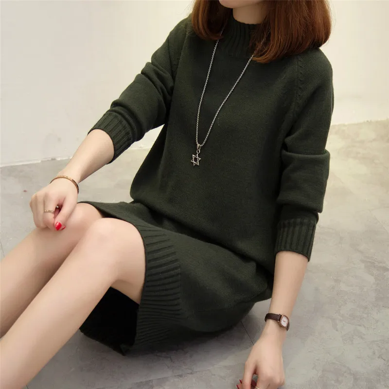 2018 Oversize Cashmere  Sweater Women Dress Long Warm Turtleneck Sweater Women Autumn Winter Female Knitted Pullovers Pull Femme